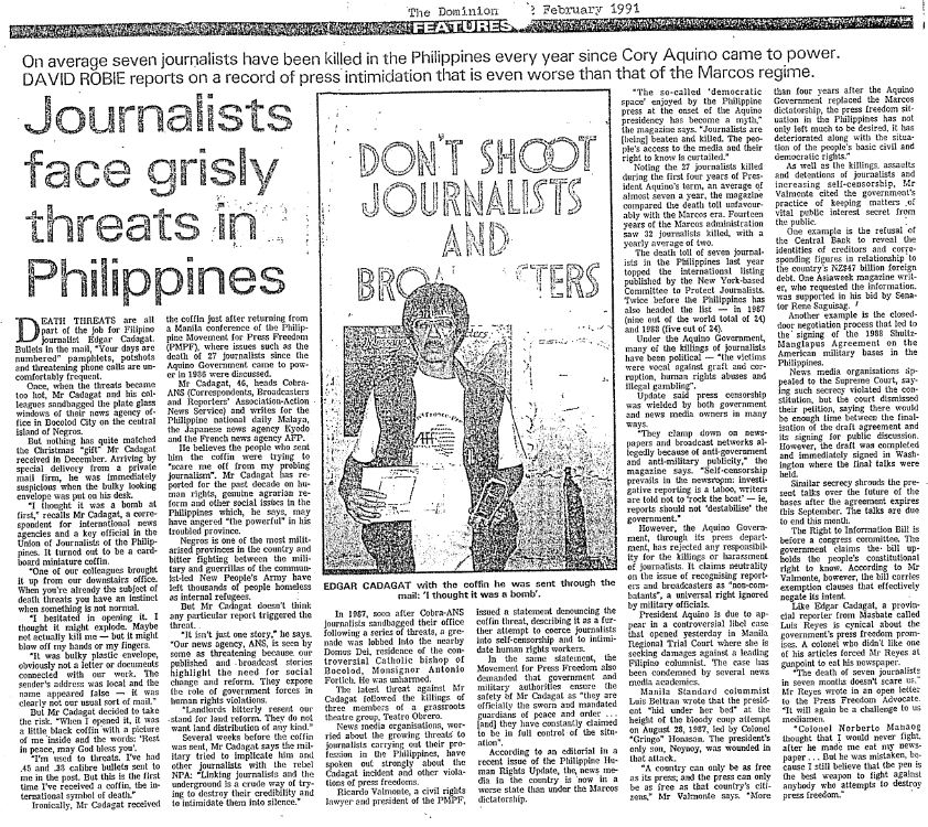 "Journalists face grisly threats in Philippines"