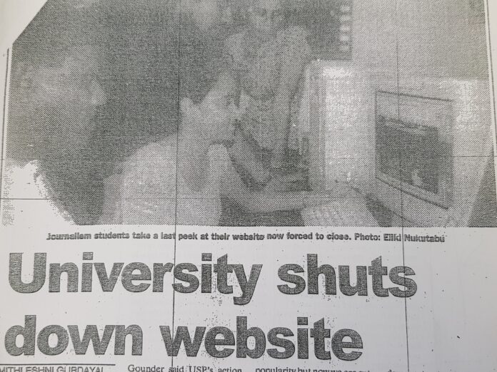 USP shuts down student journalism website, Fiji Daily Post, 21 June 2000