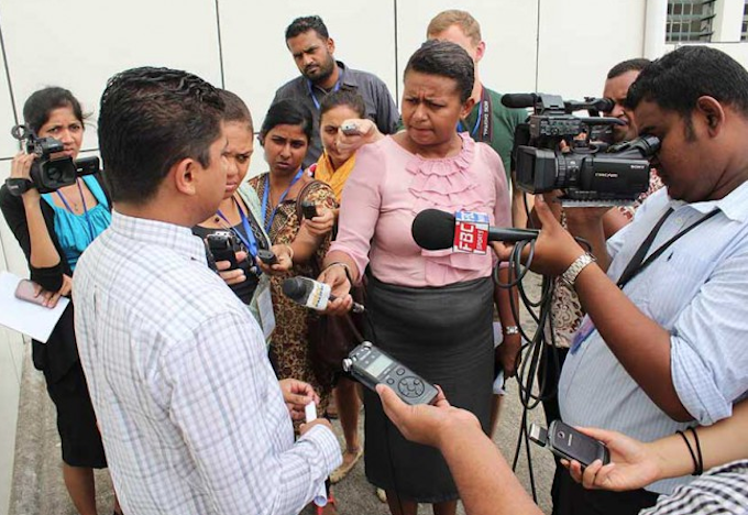 Fiji Elections Supervisor Mohammed Saneem answers questions from journalists during the 2014 election