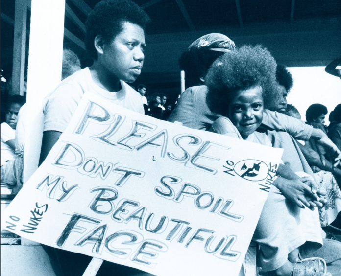 Part of the cover photo of Don't Spoil My Beautiful Face taken at Independence Park, Port Vila, in 1983