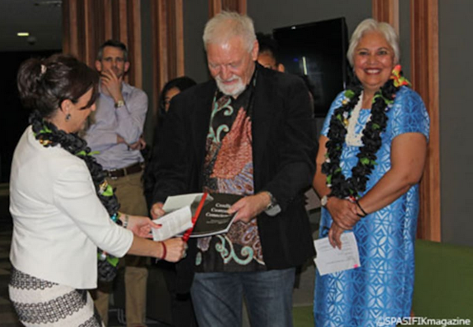 Former AUT Communication Studies head of school Professor Berrin Yanıkkaya, PMC director Professor David Robie and Victoria University's Assistant Vice-Chancellor (Pasifika) Laumanuvao Winnie Laban