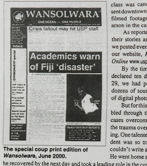 The special 2000 coup print edition of Wansolwara