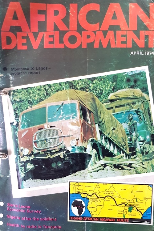 The cover of the Trans African Highway edition of African Development magazine, April 1974