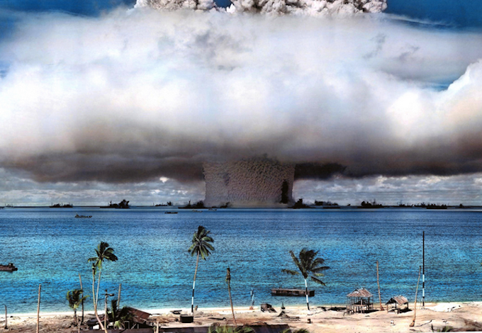 While the Marshall Islands was under US trusteeship, the US government detonated 67 atmospheric and ground weapons over a 12 year period