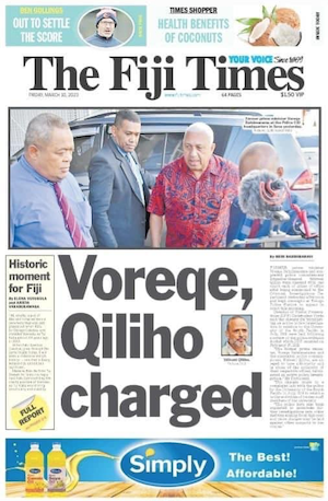 Today’s Fiji Times front page 100323
