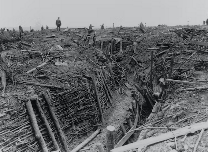 Captured German trenches near Messines