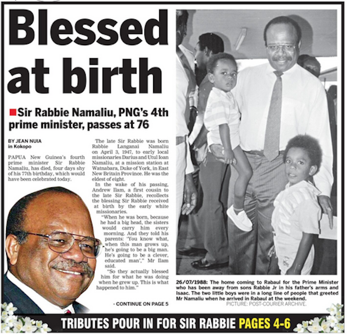 The late Sir Rabbie Namaliu