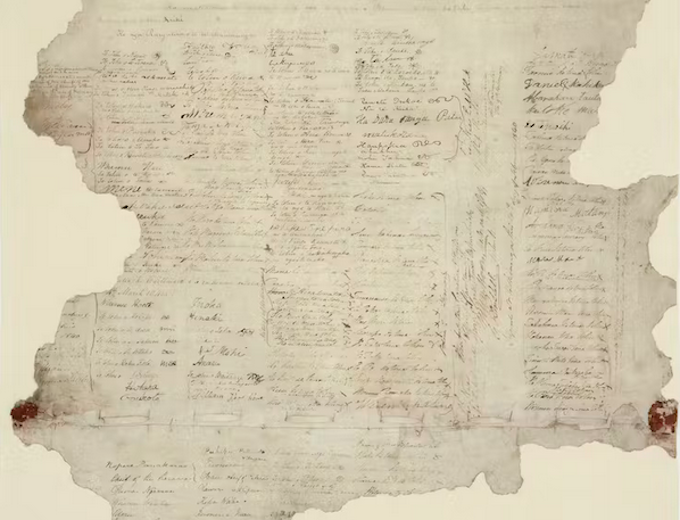 A fragment of the 1840 Tiriti o Waitangi