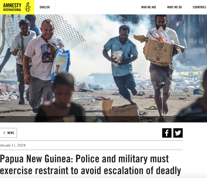 Amnesty International responds to the looting and protests in Port Moresby