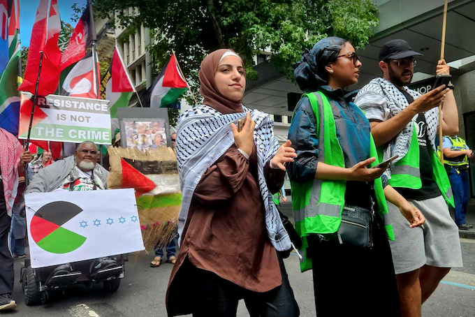 Pro-Palestinian protesters calling for an immediate ceasefire