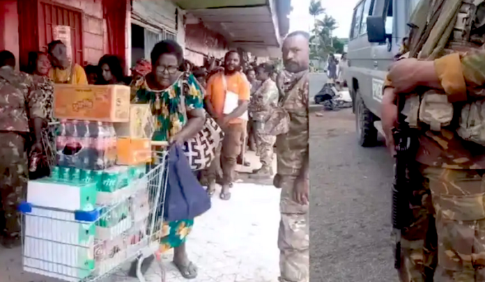 Armed PNG solders from Murray Barracks protected Taurama Foodland Shopping Centre