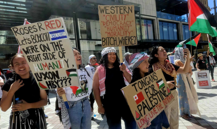 A pro-Palestinian protest in Auckland on 4 February 2024