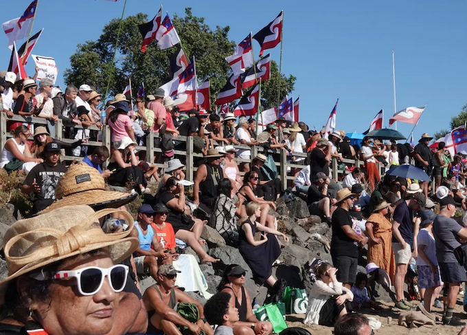 About 1000 people matched onto the Waitangi Treaty Grounds 2024