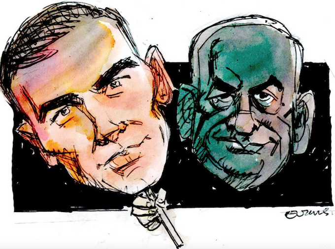 The mask comes off . . . how cartoonist Malcolm Evans characterised the Jack Tame Q&A interview