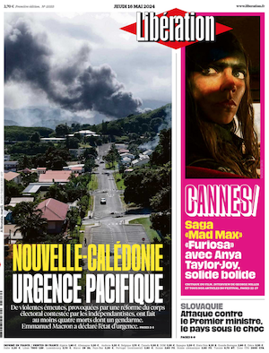 Libération front page in Paris today 16 May 2024