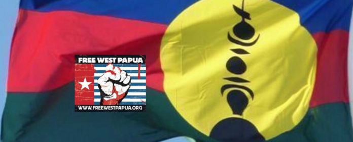 The Kanak flag of independence (and West Papaua Morning Star flag inset)