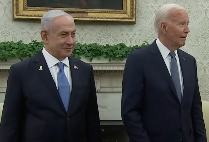 Israeli Prime Minister Benjamin Netanyahu and US President Joe Biden at the White House