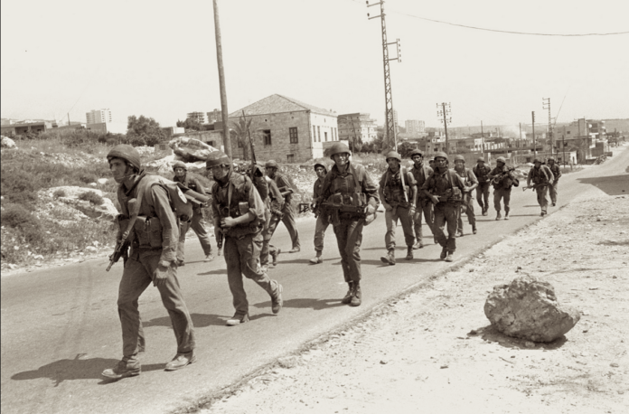 Israeli troops invading Lebanon in 1982