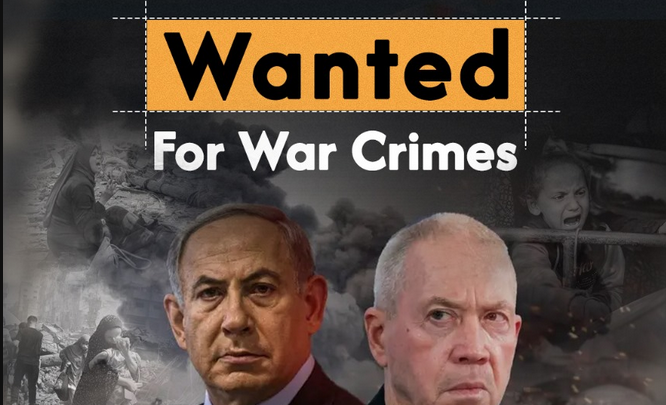 Wanted for war crimes . . . Israeli Prime Minister Benjamin Netanyahu (left) and former defence minister Yoav Gallant