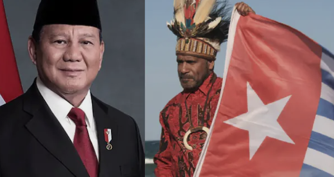 Indonesian President Prabowo Subianto (left) and West Papuan exiled leader Benny Wenda