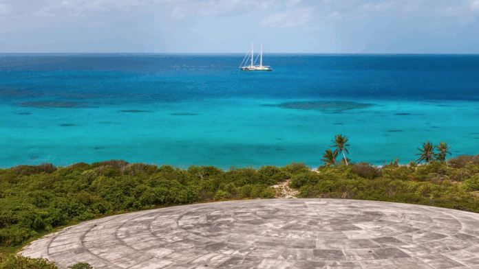 Once a tropical paradise thick with coconut palms, Runit Island is capped by a massive concrete structure the size of a football field