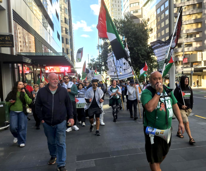 The protest march to Television New Zealand headquarters