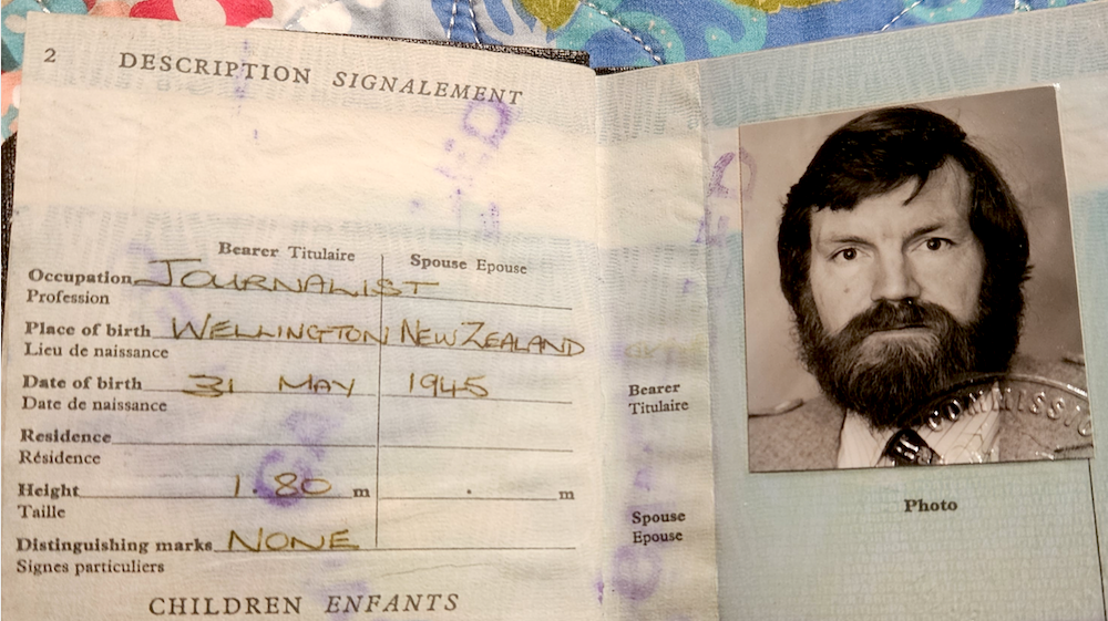 David Robie's bombed passport that sank with the Rainbow Warrior on 10 July 1985