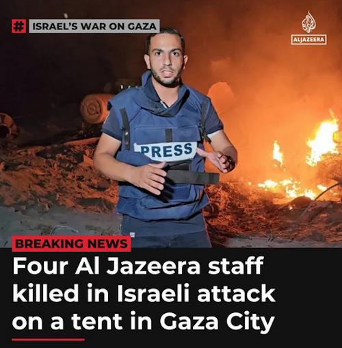 The figure was corrected later to five Al Jazeera staff killed