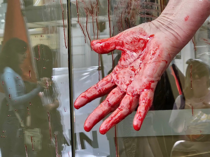 The "Blood on your hands" protest at the US Consulate at Auckland