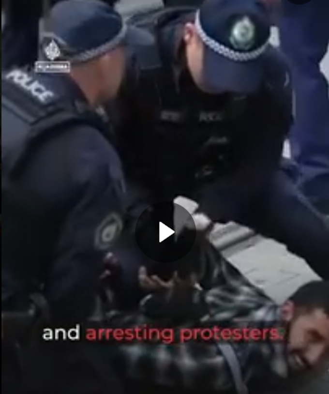 Police brutality at the protest against Israeli President Isaac Herzog in Sydney on February 9