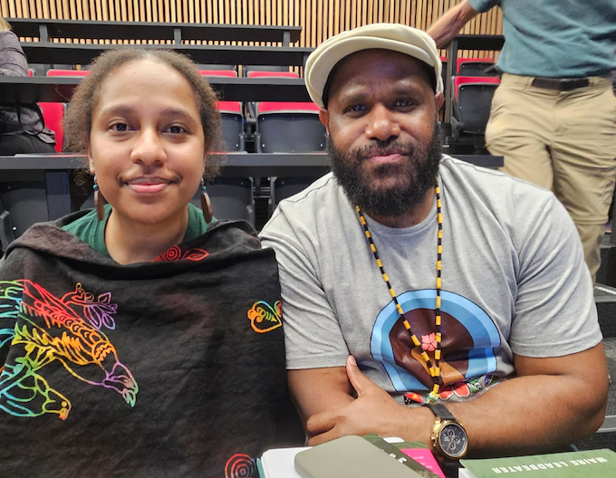 West Papua youth leader and Pusaka environmental activist Dorthea Wabiser and international law researcher Kerry Tabuni.