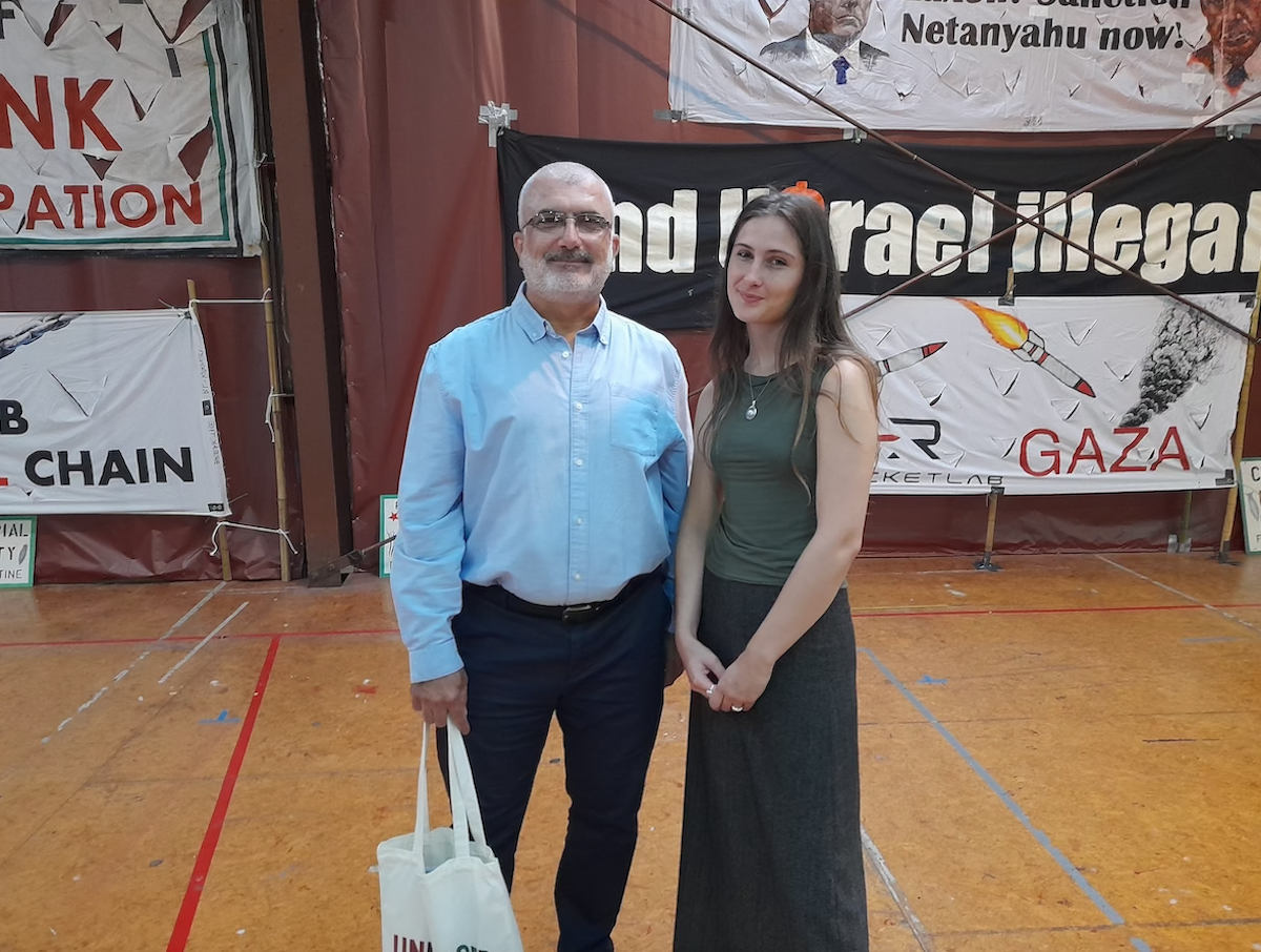 Palestine Solidarity Network Aotearoa co-chair Maher Nazzal and Maia