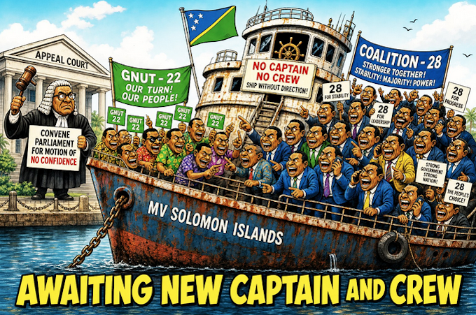 A Campion Ohasio cartoon on the current Solomon Islands political leadership crisis